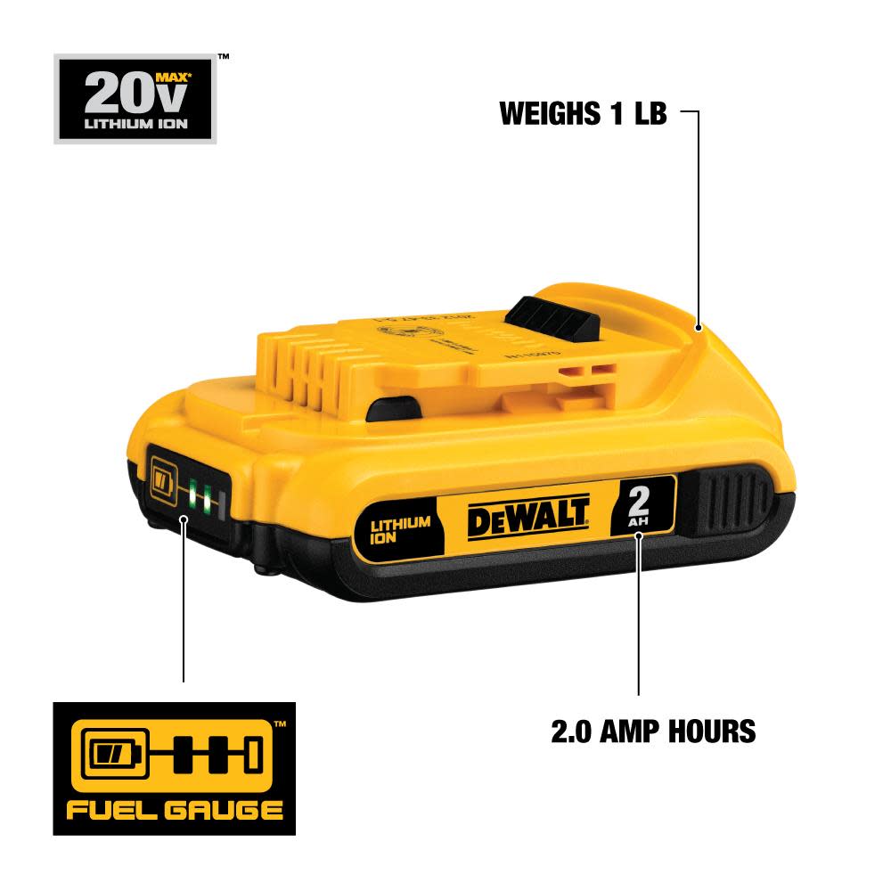 DEWALT 20V MAX Compact Lithium Ion 2Ah Battery Pack - Flockneti