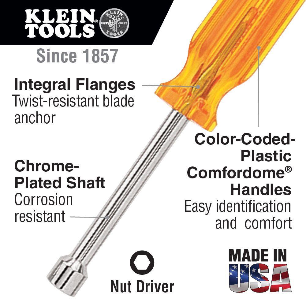 Klein Tools 7/16″ Nut Driver 3″ Hollow Shaft - Flockneti