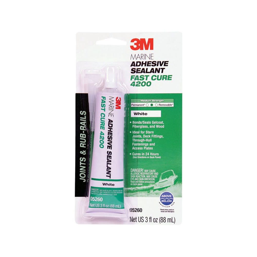 3M 3oz White Fast Cure 4200FC Series Marine Adhesive Sealant - Flockneti