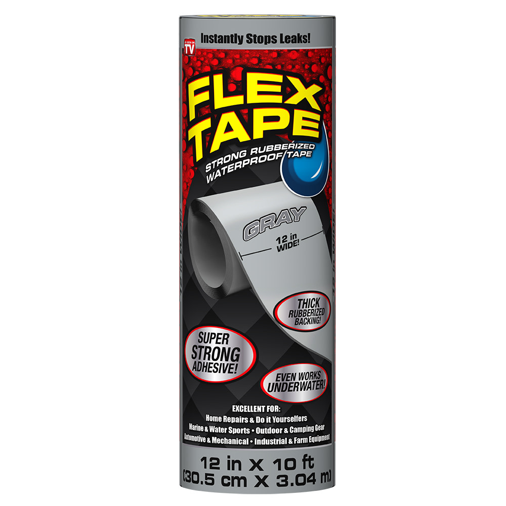 Flex Seal Flex Tape Rubberized Waterproof Tape 12 In. x 10 ft. – Gray - Flockneti