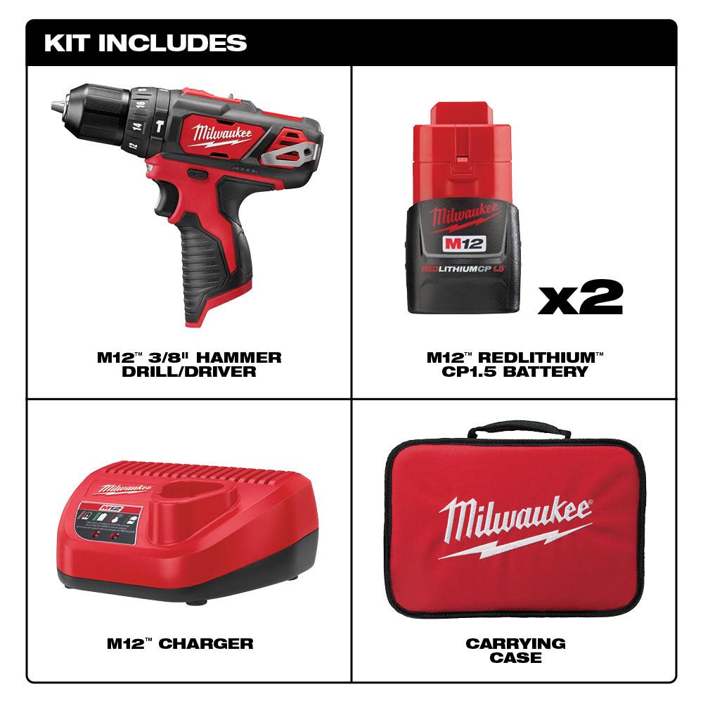 Milwaukee M12 3/8 in. Hammer Drill/Driver - Flockneti