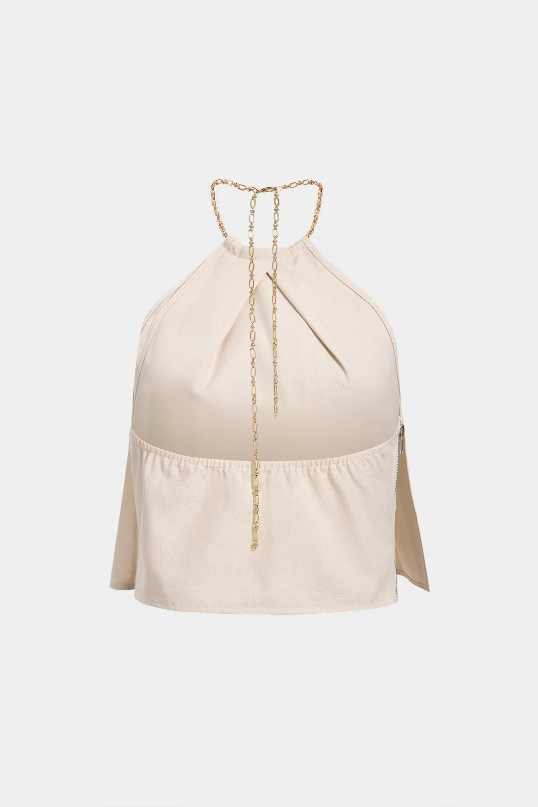 Metallic Chain Tie-Up Ruched Cami Top - Flockneti