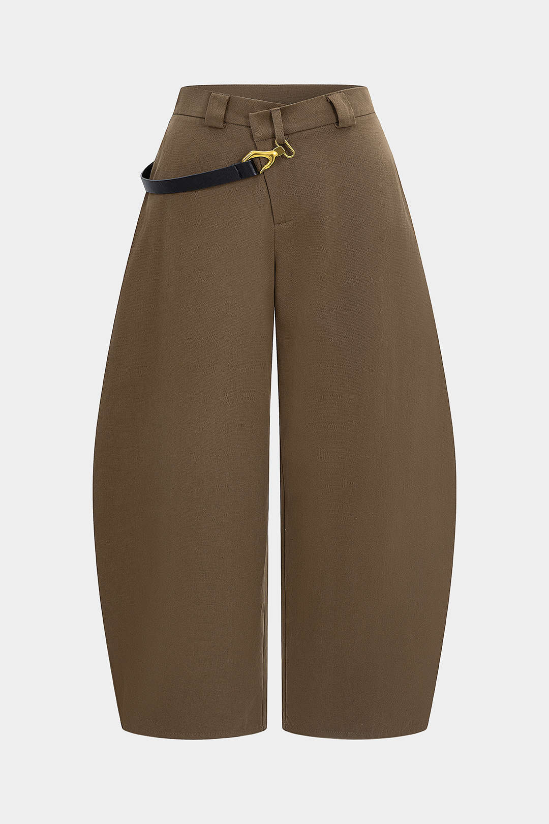 Plus Size Metallic Asymmetrical Trousers - Flockneti