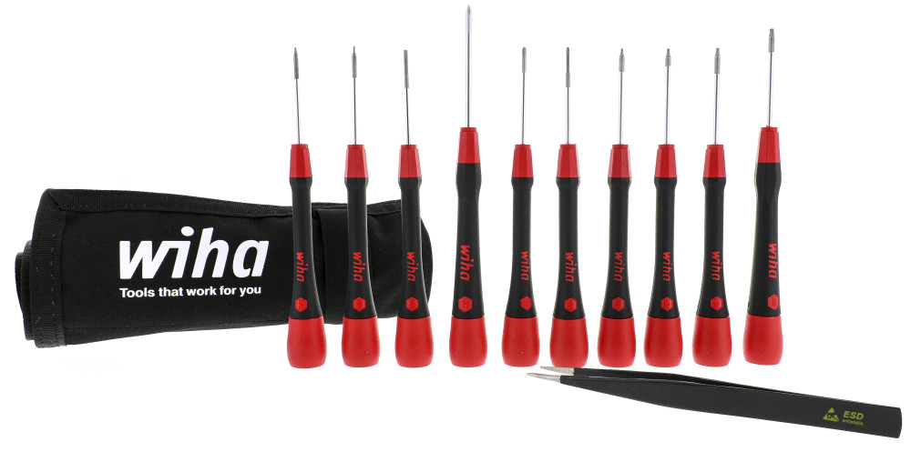 Wiha Screwdriver and Tweezers Smartphone Set & Pouch 11pc - Flockneti