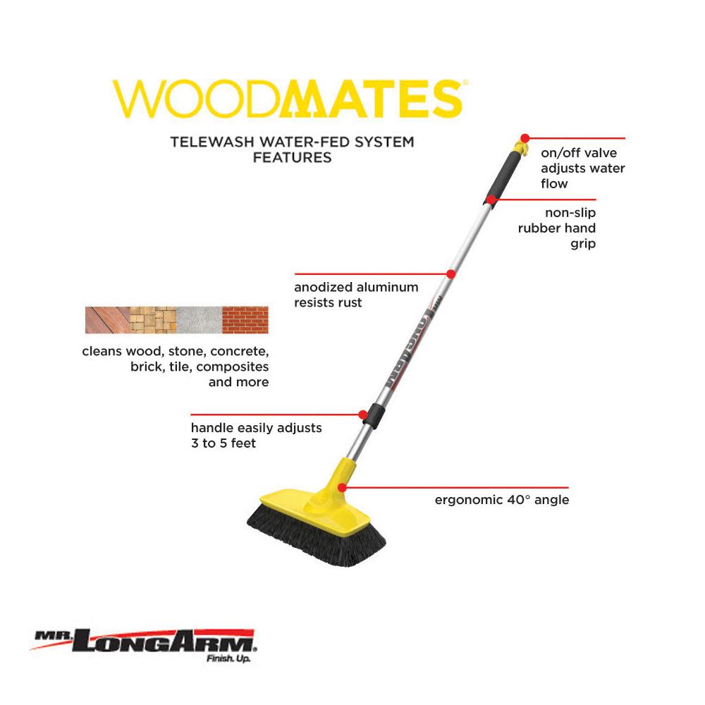 Mr Longarm Telewash Deck Scrub Brush and Flow-Thru Pole - Flockneti