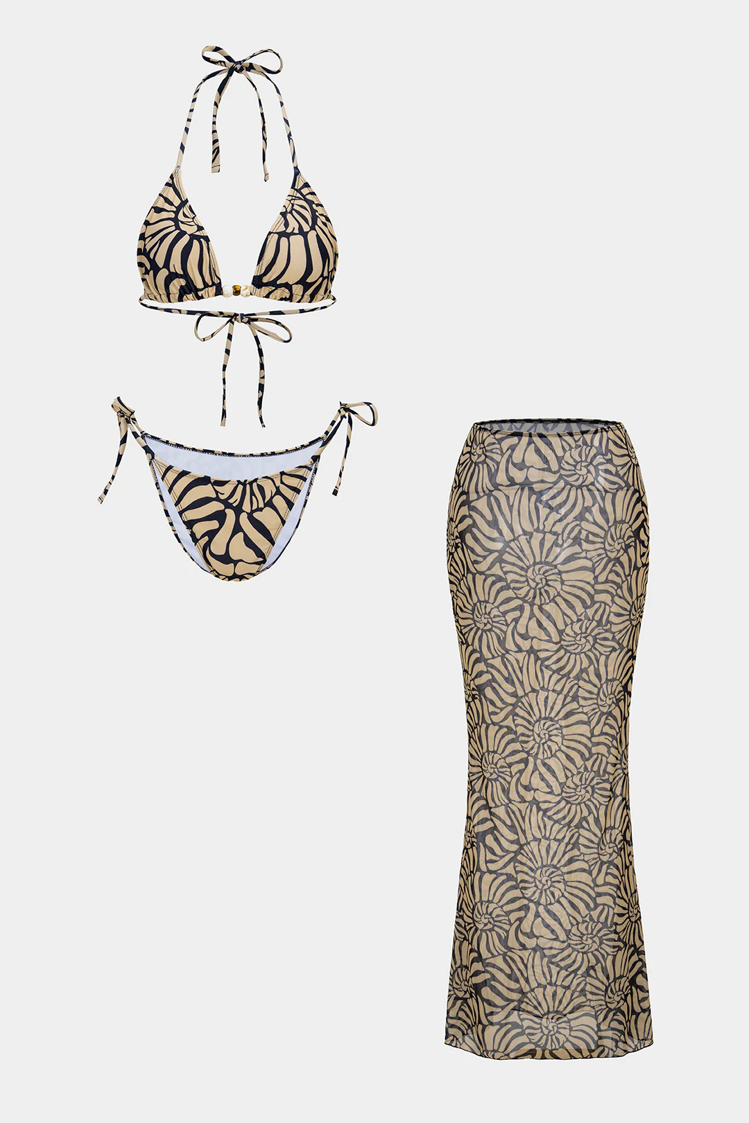 Contrast Print Tie-Up Bikini Set - Flockneti