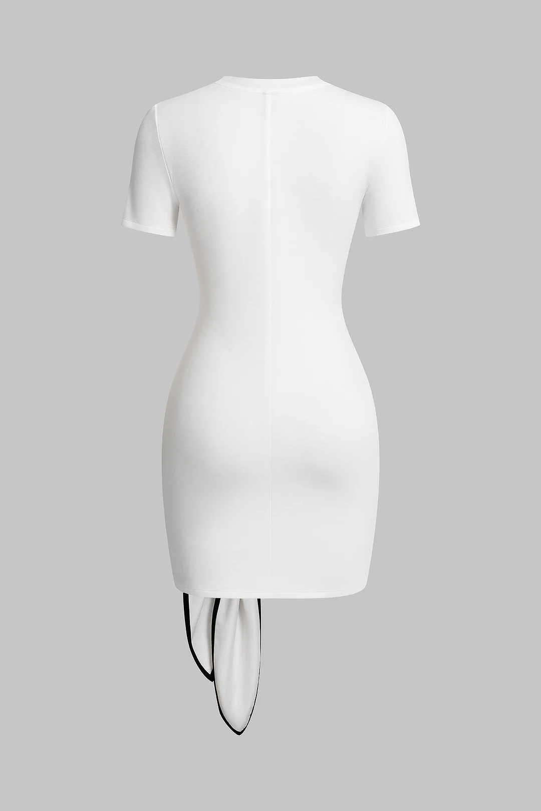 Contrast Binding Round Neck Tie-Up Short Sleeve Mini Dress - Flockneti