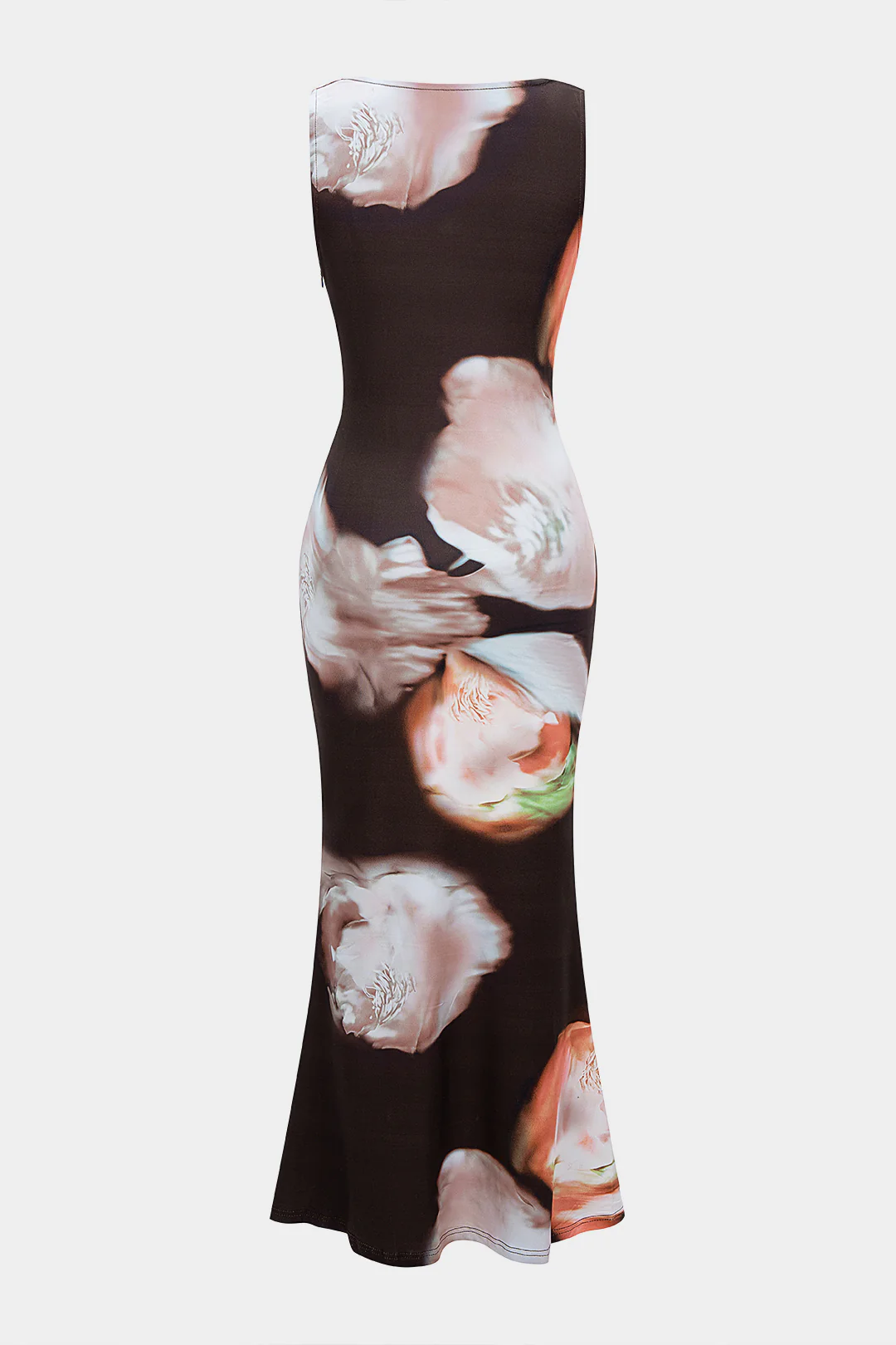 Floral Print Draped Cowl Neck Sleeveless Maxi Dress - Flockneti