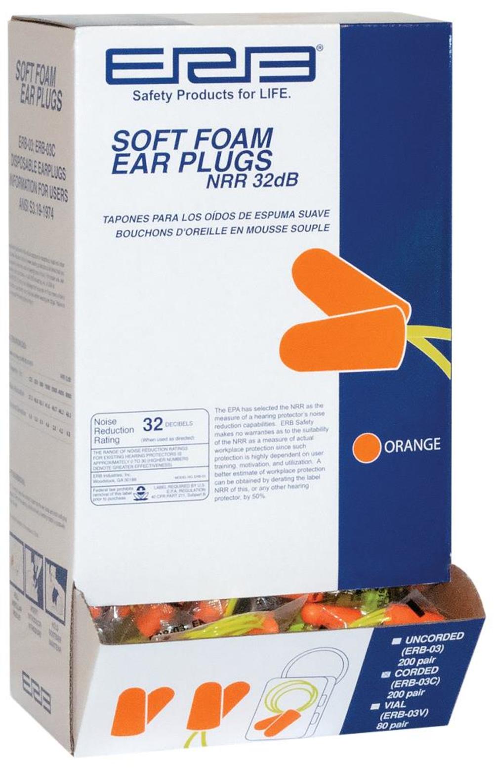 ERB ERB03 Disposable Uncorded Ear Plugs Orange - Flockneti