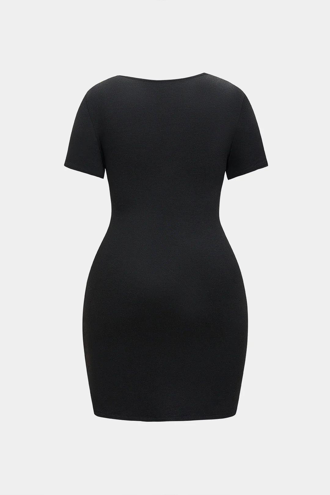 Plus Size Asymmetrical Zipper Short Sleeve Mini Dress - Flockneti