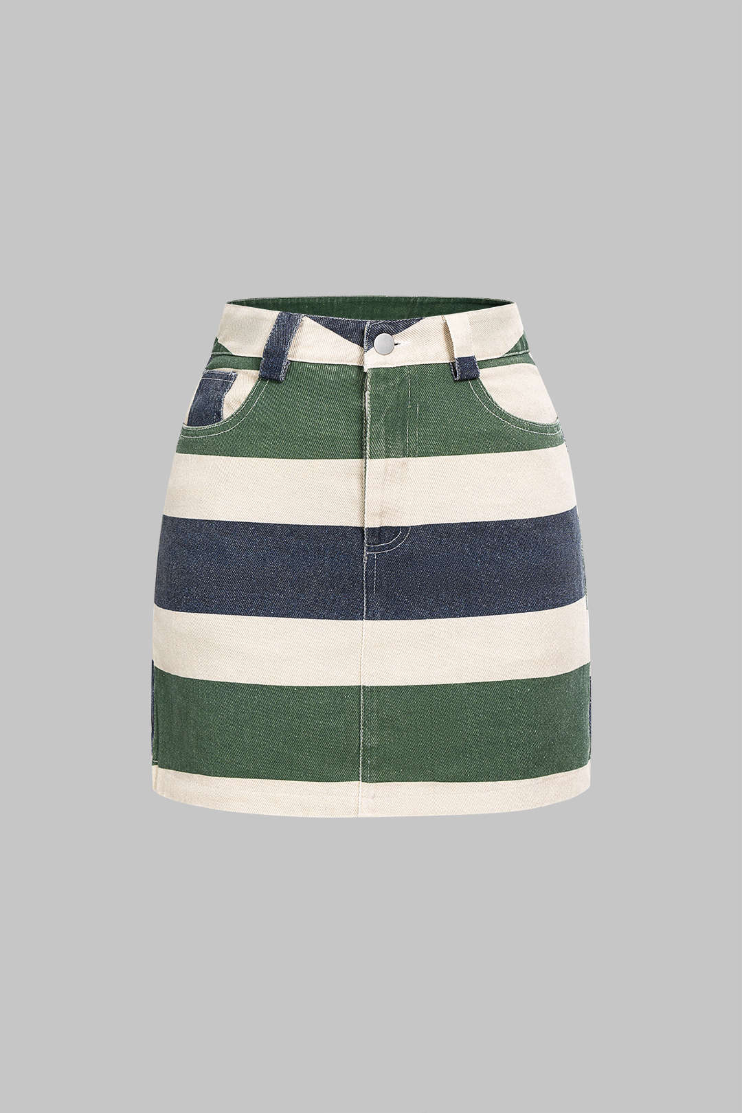 Striped Pocket High Waist Skirt - Flockneti