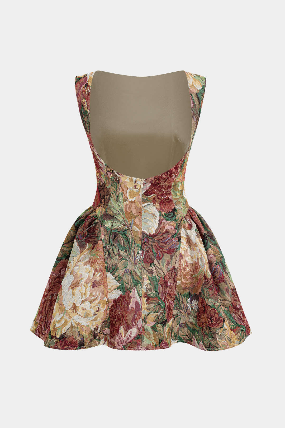 Jacquard Ruched Sleeveless Mini Dress - Flockneti