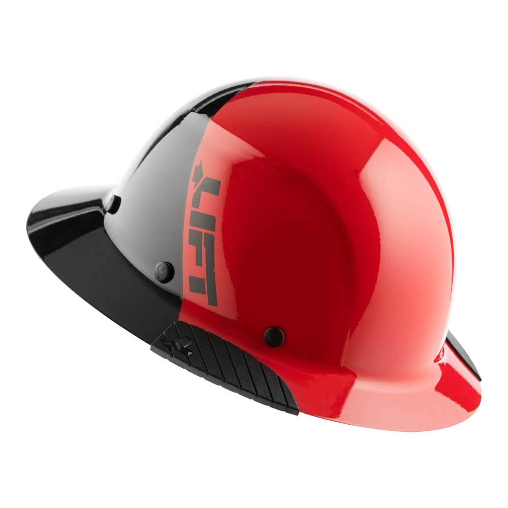 Lift Safety DAX Fifty/50 Full Brim Hard Hat Red Fiber Resin - Flockneti