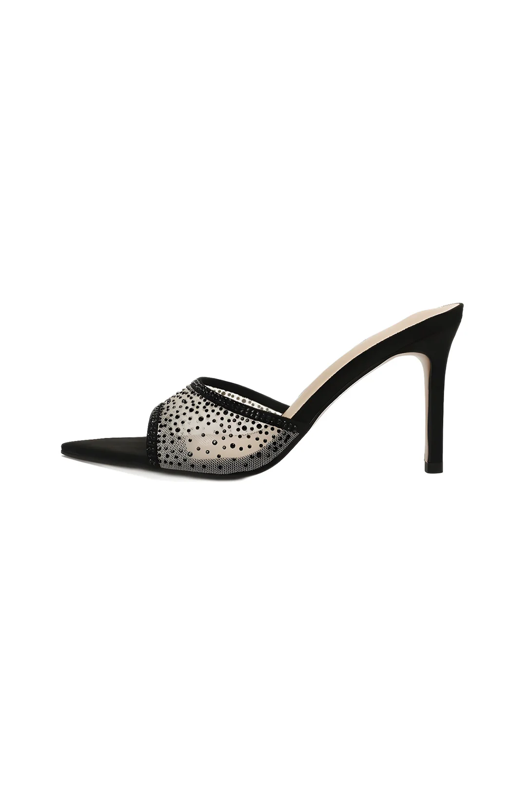 Rhinestone Decor Pointed Heels - Flockneti