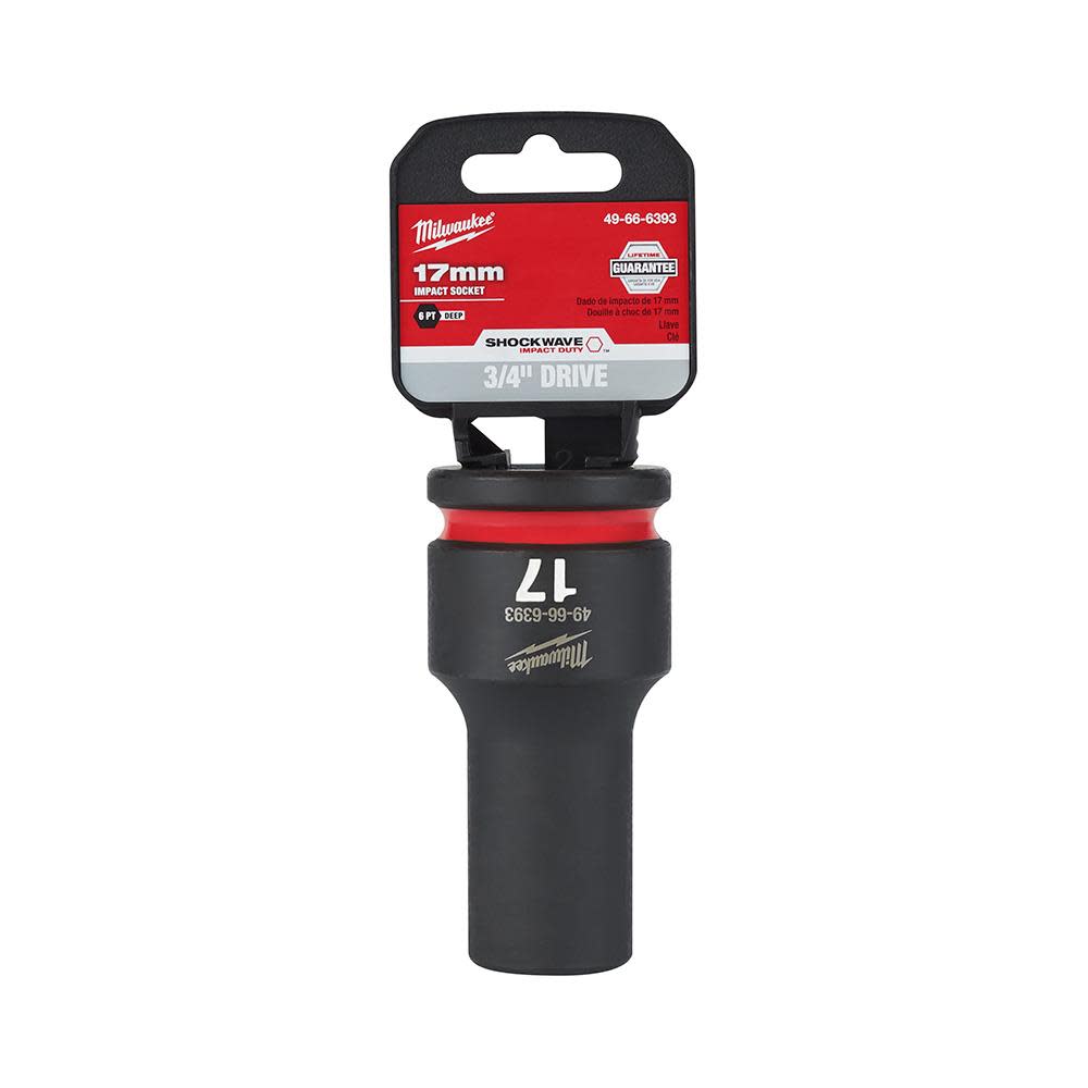 Milwaukee SHOCKWAVE Impact Duty Socket 3/4″ Drive 17MM Deep 6 Point - Flockneti