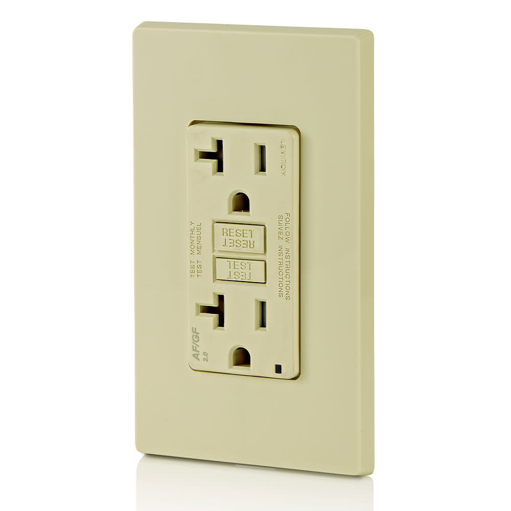 Leviton SmartlockPro Outlet 20A 125V Ivory AFCI/GFCI 2 Function Outlet - Flockneti