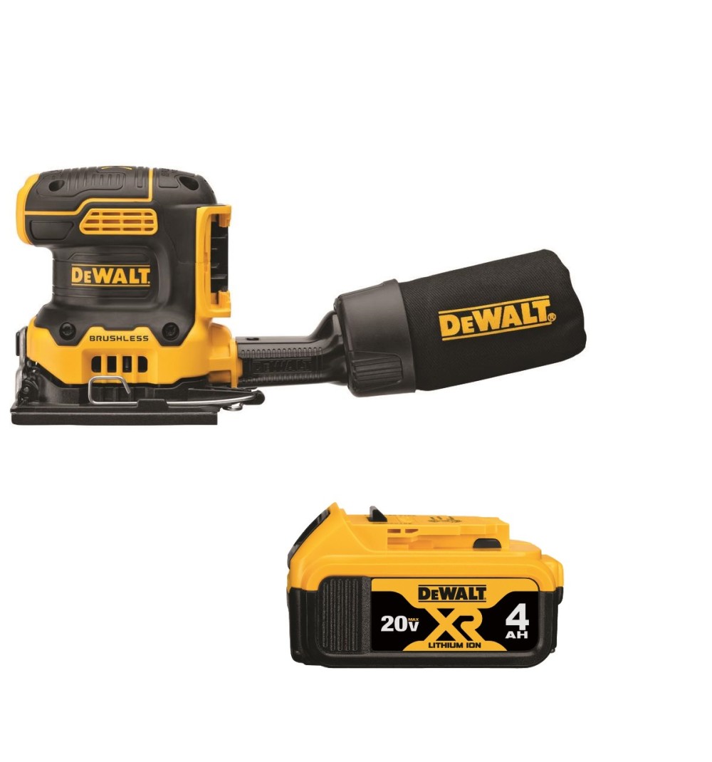 DEWALT 20V MAX XR 1/4 Sheet Sander with 4Ah Battery Bundle - Flockneti