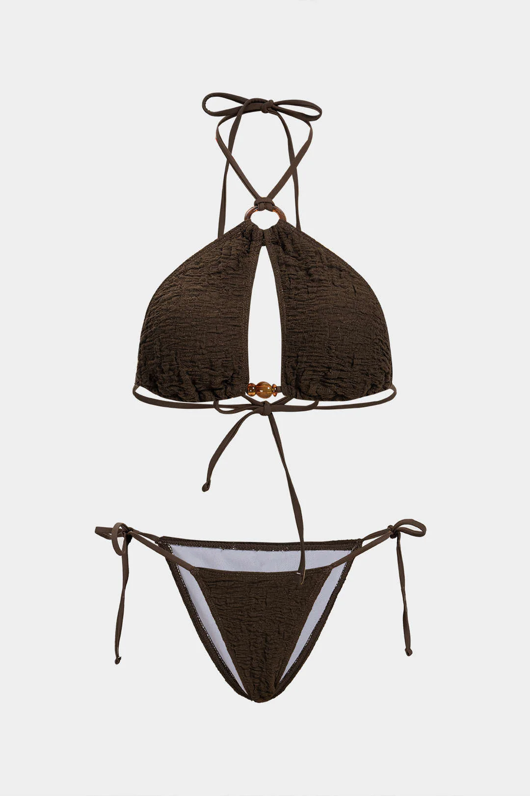 Halter Cut Out Tie-Up Bikini Set - Flockneti