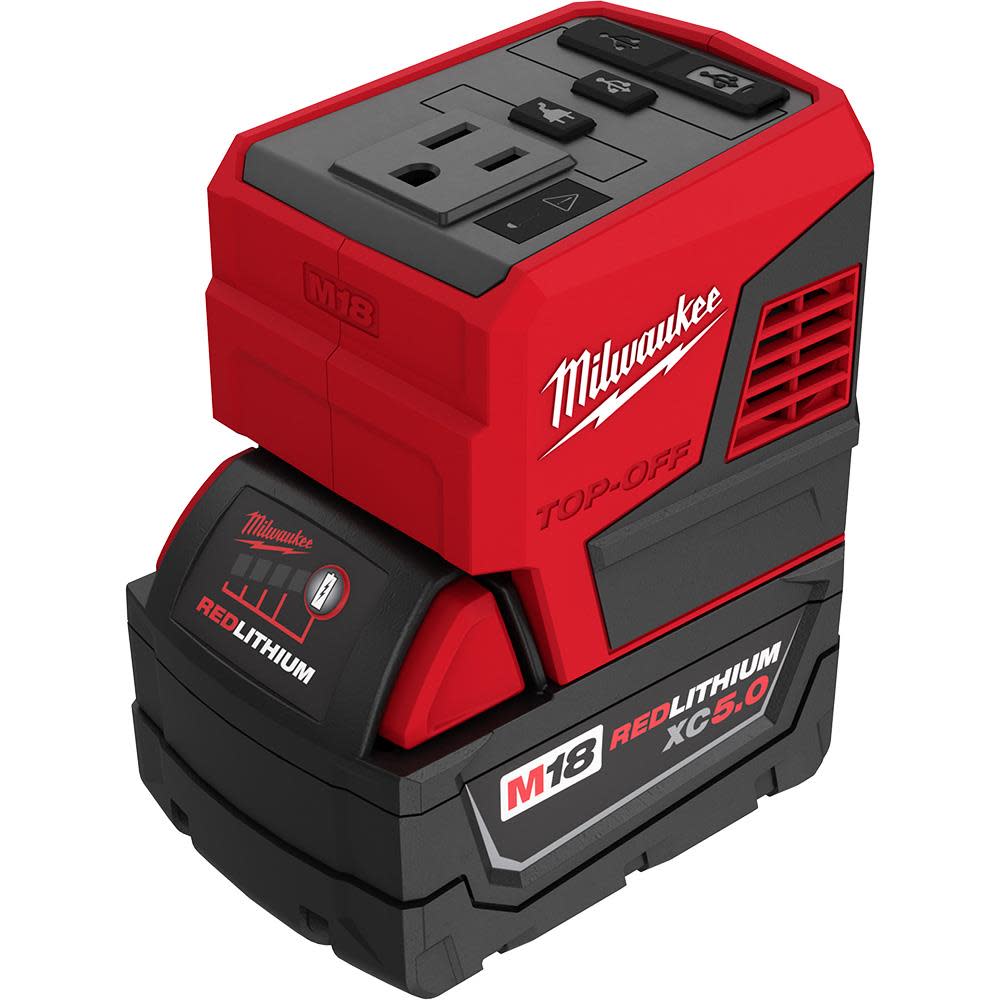 Milwaukee M18 TOP-OFF 175W Power Supply and M18 REDLITHIUM XC5.0 Battery Pack - Flockneti