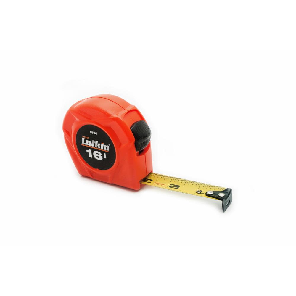 Crescent Lufkin Tape Measure 3/4 In. x 16 Ft. Hi-Viz Orange Power Return - Flockneti