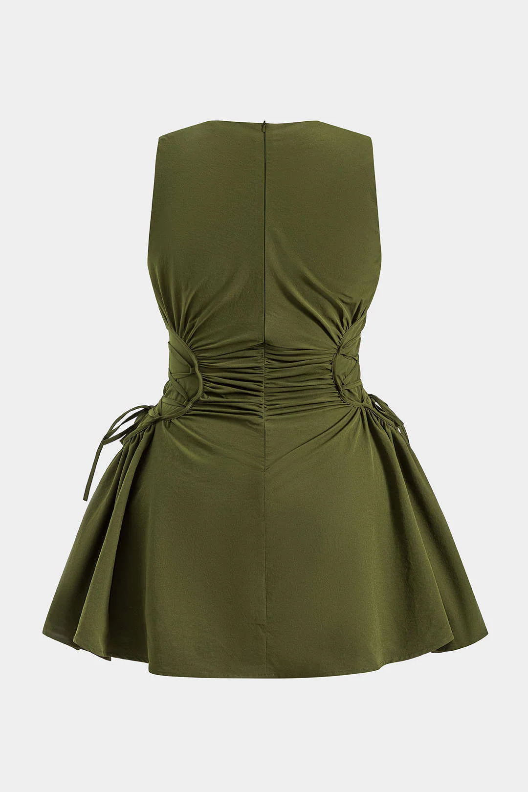 Plus Size Knotted Zipper Sleeveless Mini Dress - Flockneti