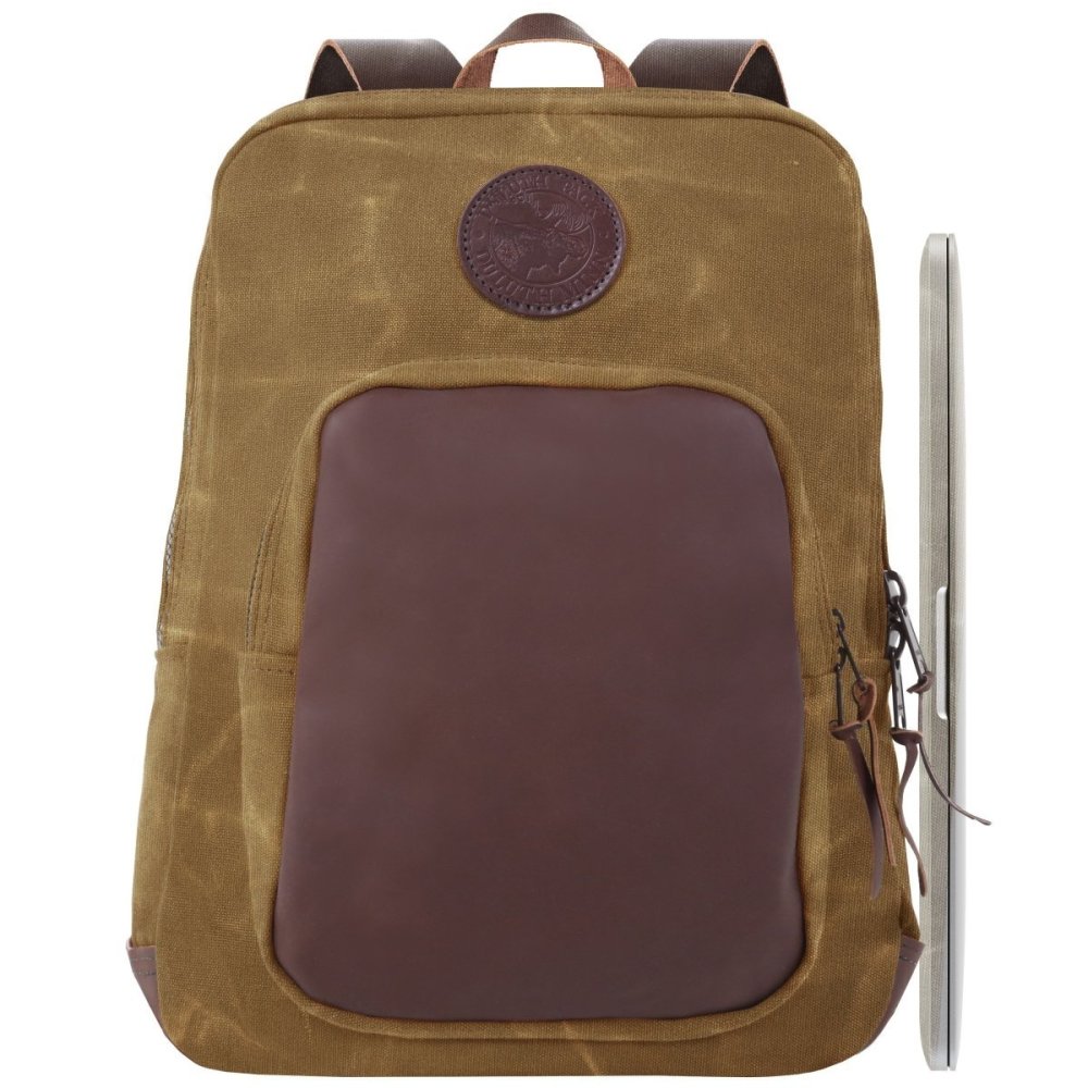 Duluth Pack 21 Liter Capacity Wax Khaki Large Deluxe Laptop Backpack - Flockneti