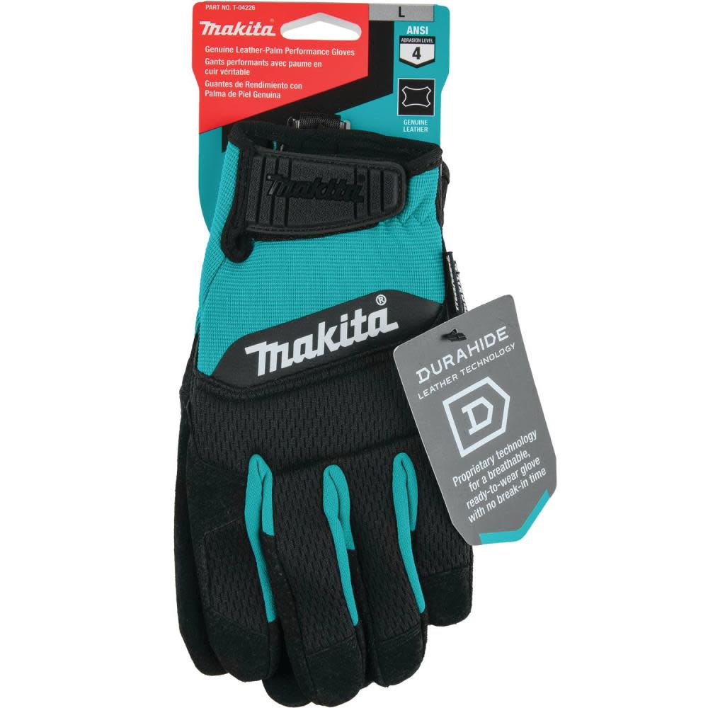 Makita Performance Gloves Genuine Leather Palm Large - Flockneti