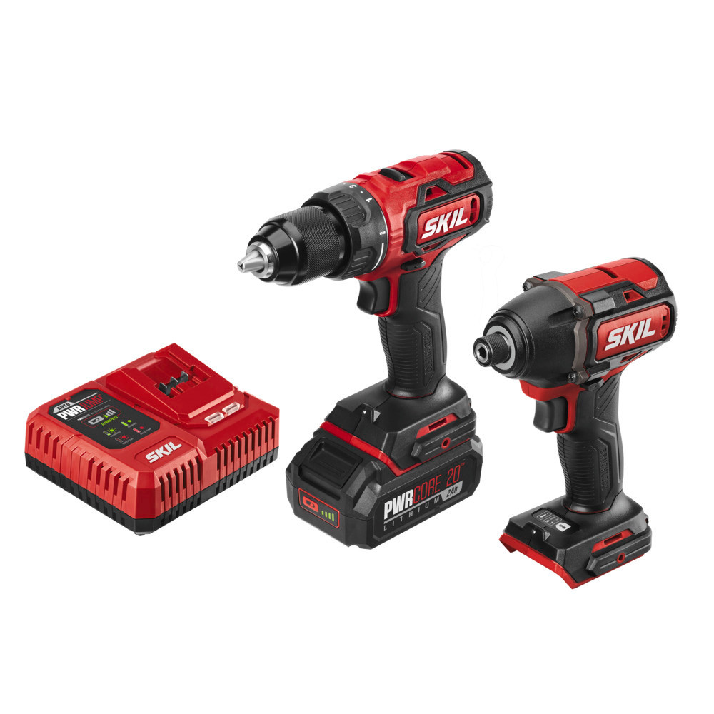 SKIL PWRCORE 20 Brushless 20V Drill Driver & Impact Driver Kit - Flockneti