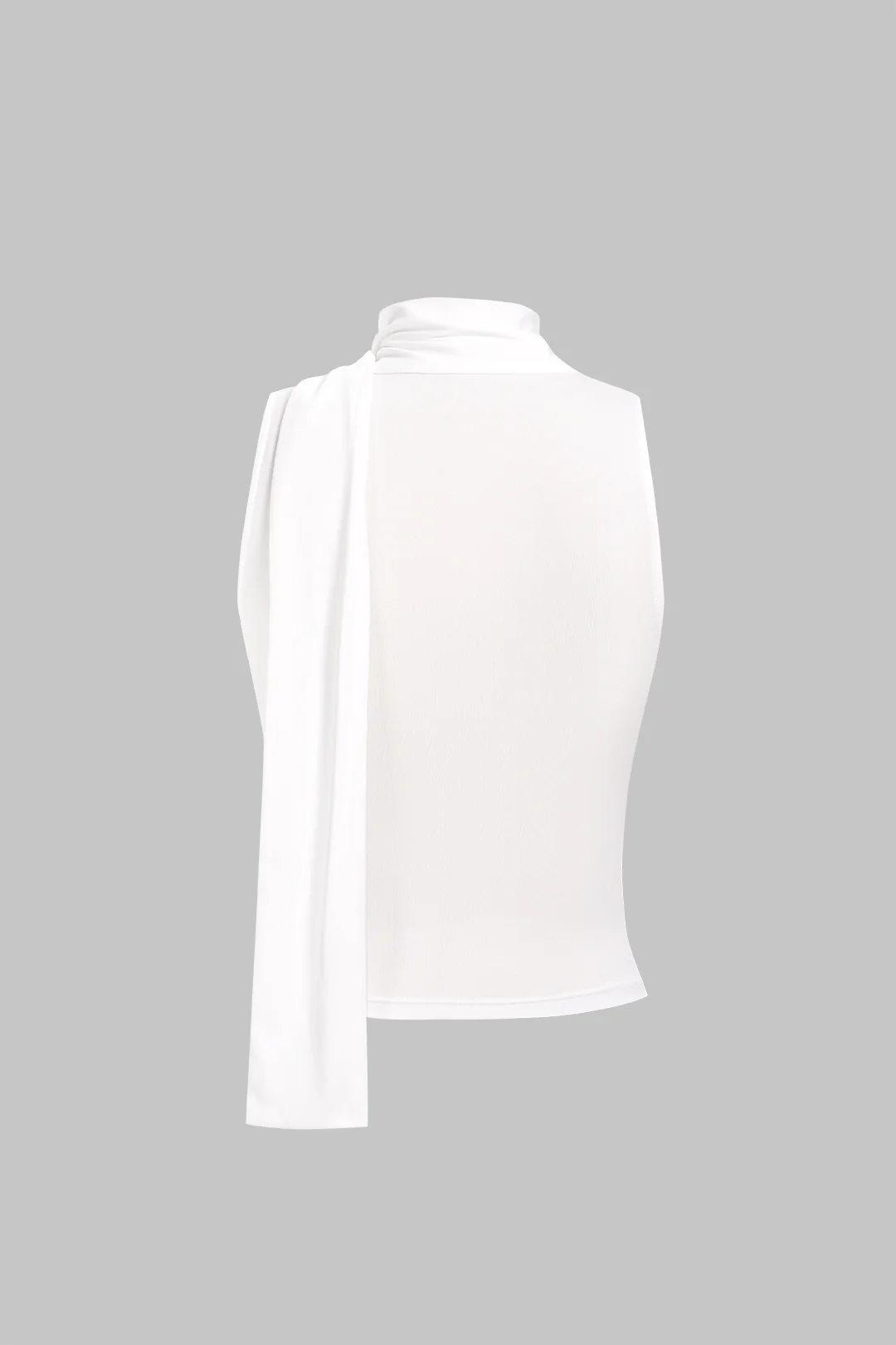 Solid Draped Cowl Neck Tank Top With Scarf - Flockneti