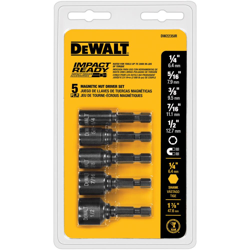 DEWALT 5-Piece Magnetic Impact Ready Nutdrivers Set - Flockneti