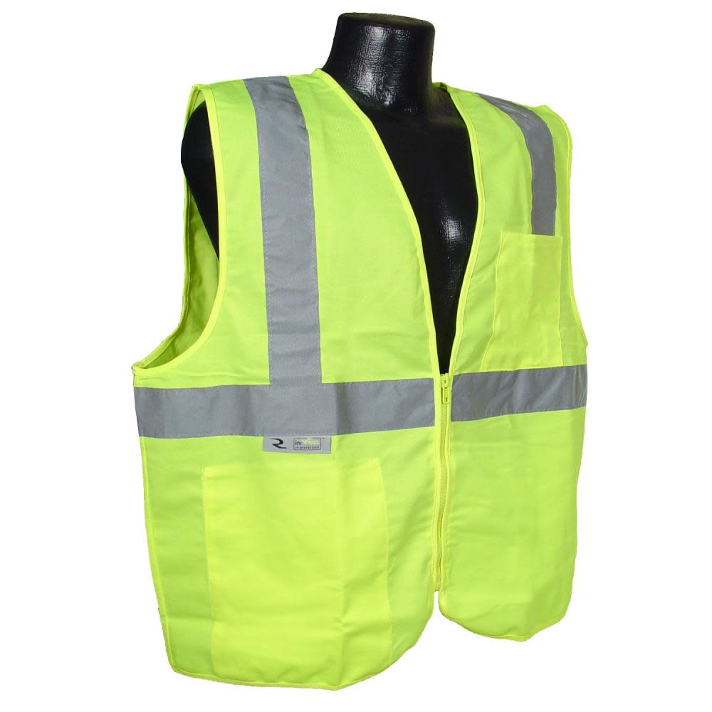 Radians Solid Economy Type R Class 2 Safety Vest with Zipper – Hi Viz Green – 3X - Flockneti