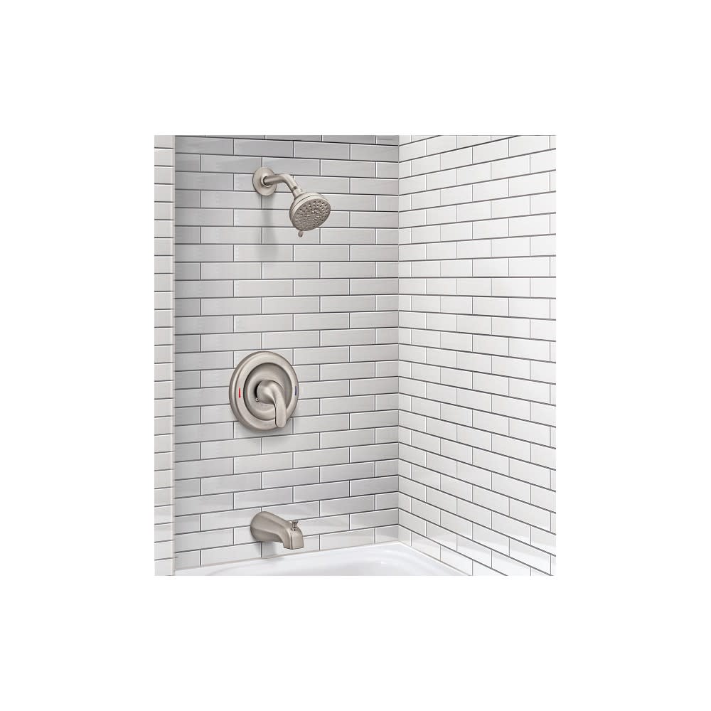 Moen Adler Tub/Shower Faucet Spot Resist Brushed Nickel 1 Handle - Flockneti
