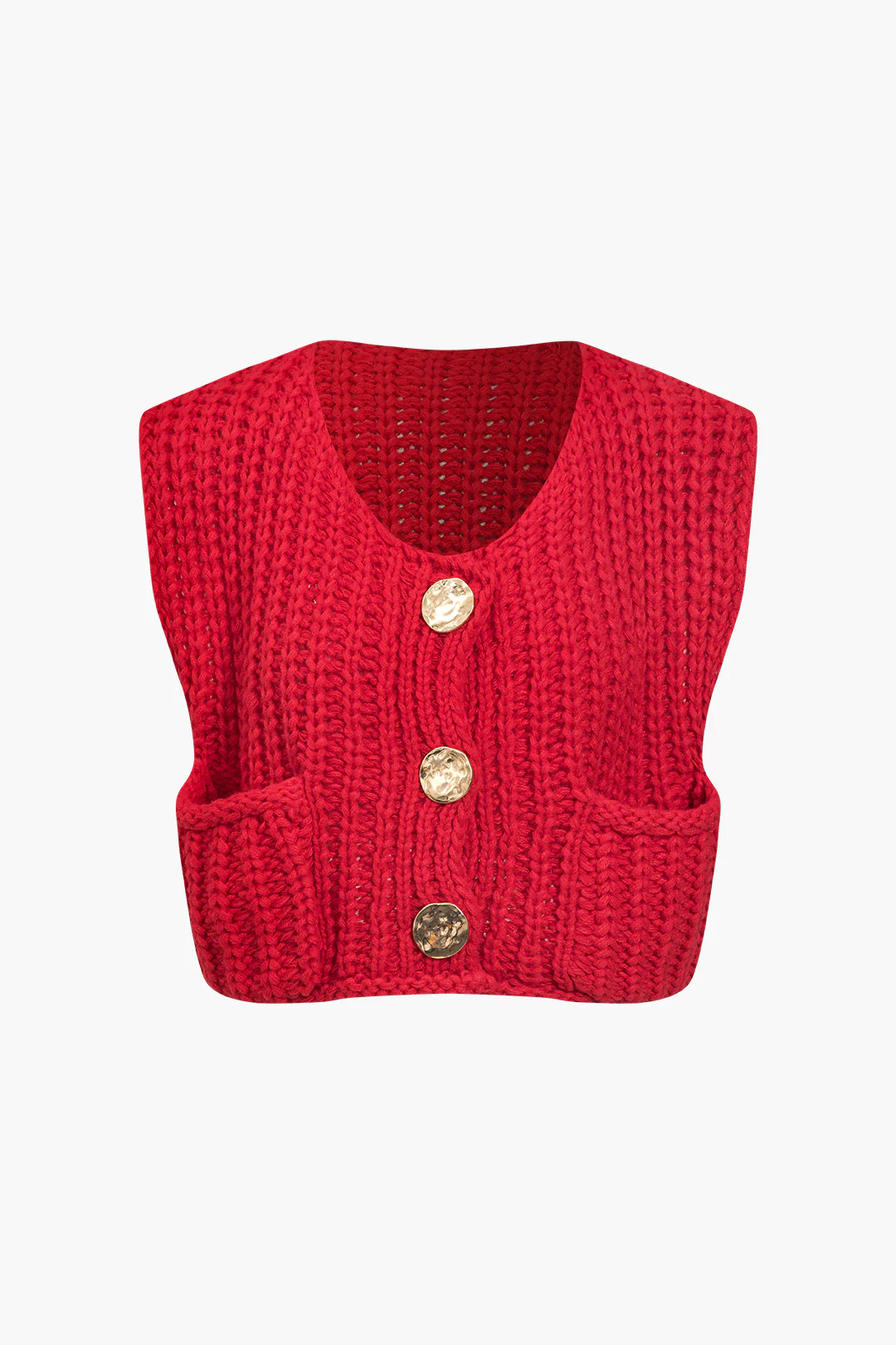 Solid Knit Button Up Vest - Flockneti