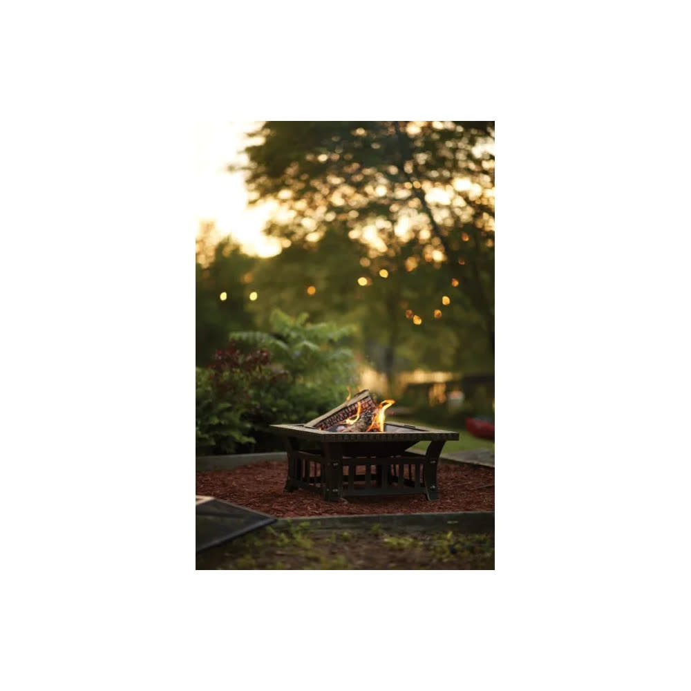 Living Accents Wood Fire Pit 30″ Steel American Flag Square - Flockneti