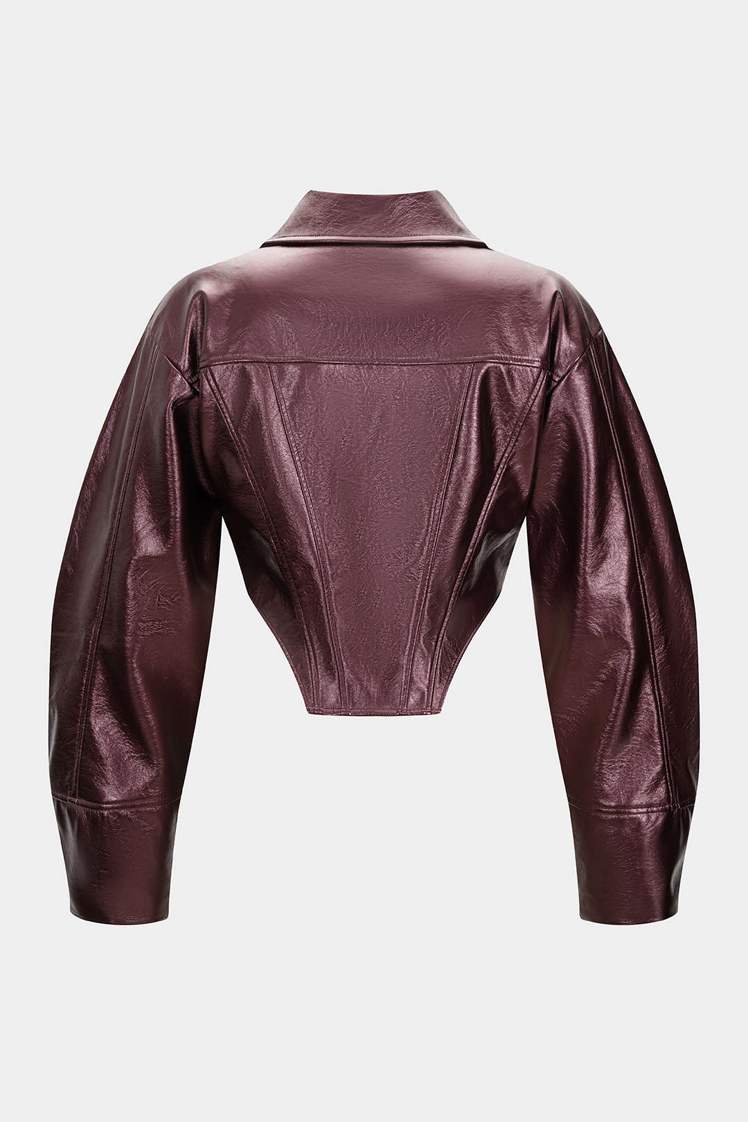 Faux Leather Zipper Corset Jacket - Flockneti