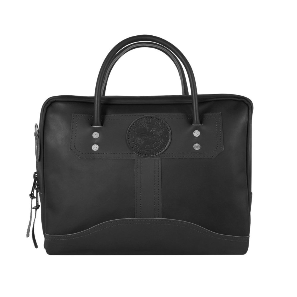 Duluth Pack 10 Liter Capacity Black Standard Small Smooth Leather Briefcase - Flockneti
