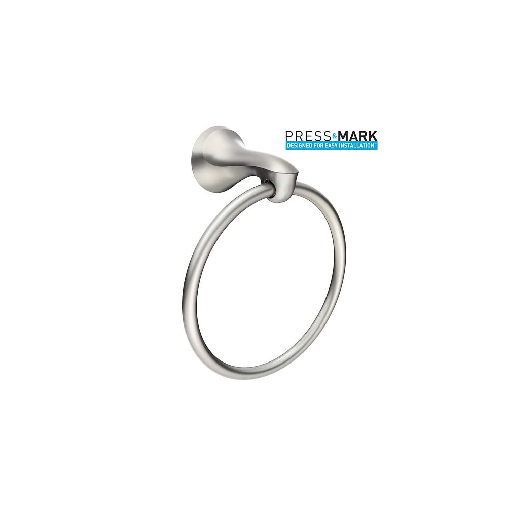 Moen Darcy Brushed Nickel Towel Ring with Press & Mark Stamp 1pk - Flockneti
