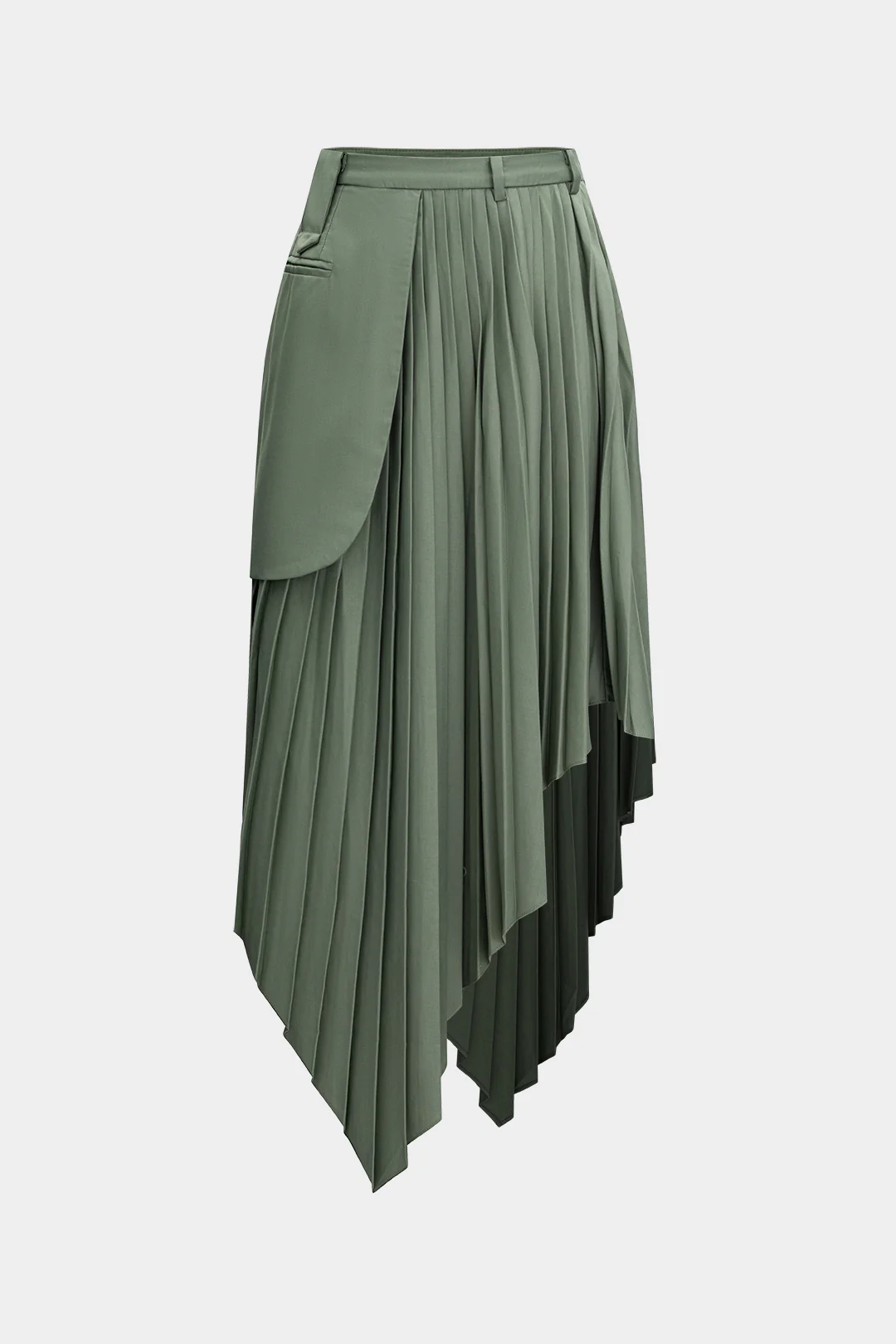 Pleated Asymmetrical Midi Skirt - Flockneti