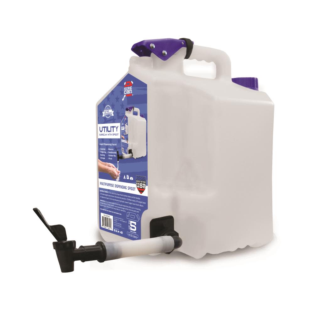 Surecan 5 Gallon 18.93 Liters Multipurpose Dispensing Utility Tank/Can with Spigot - Flockneti