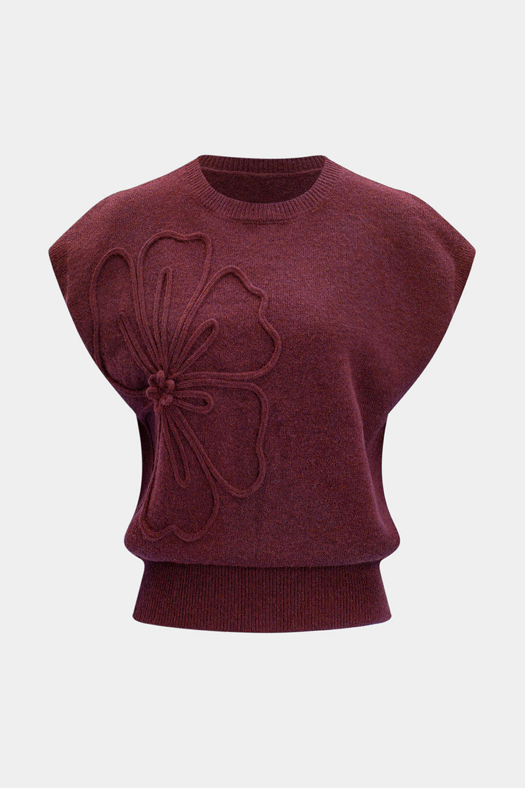 Knit 3D Flower Embroidery Tank Top - Flockneti