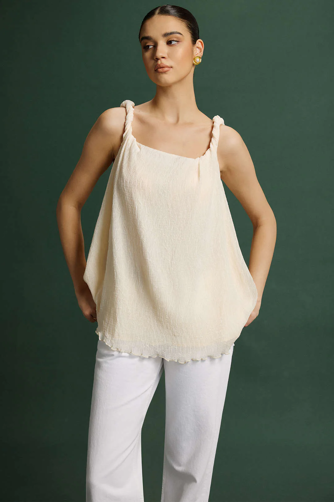 Twist Knot Irregular Hem Cami Top - Flockneti