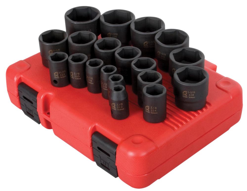 Sunex 1/2 In. Drive SAE Impact Socket Set 19 pc. - Flockneti