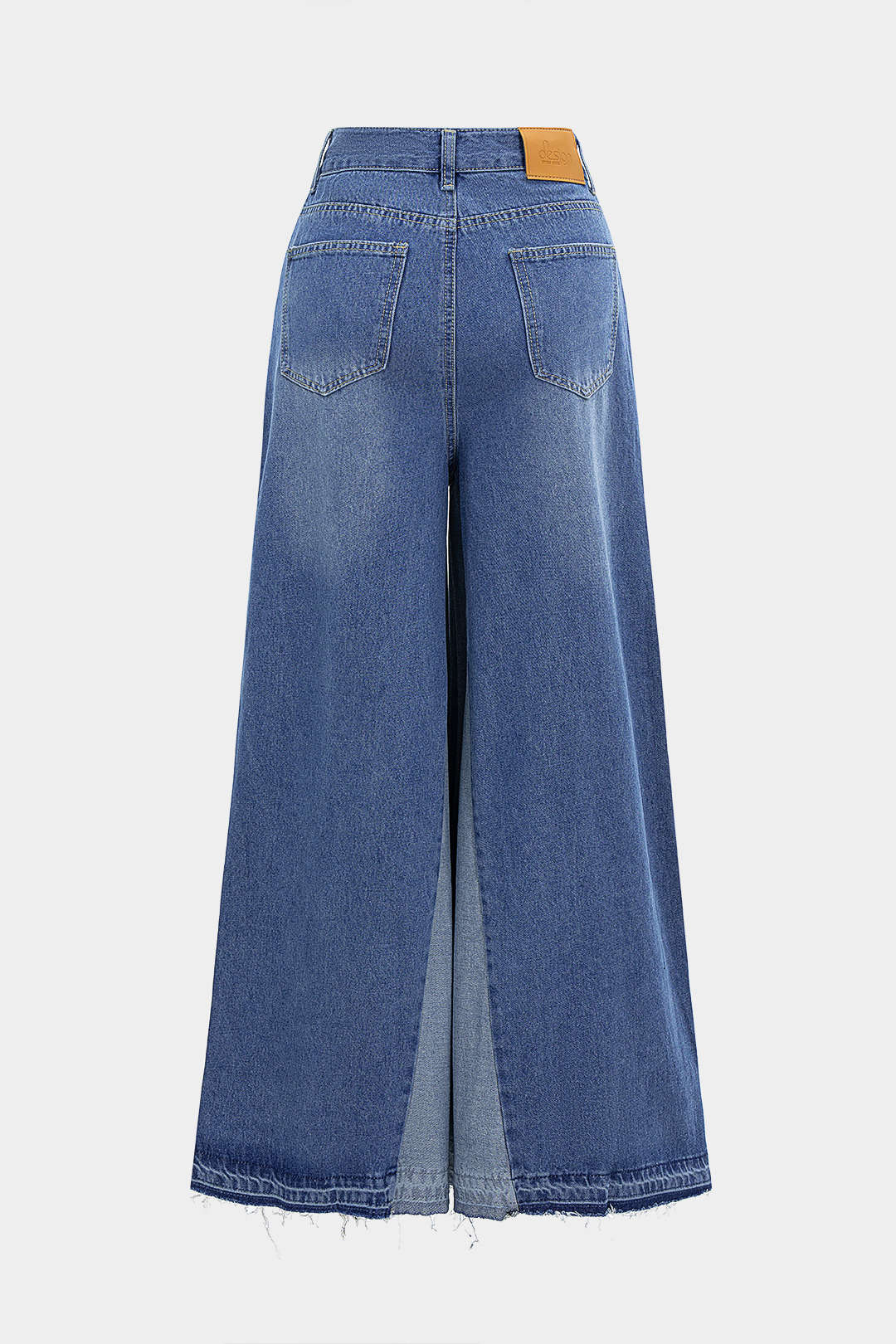 Denim Contrast Wide Leg Jeans - Flockneti