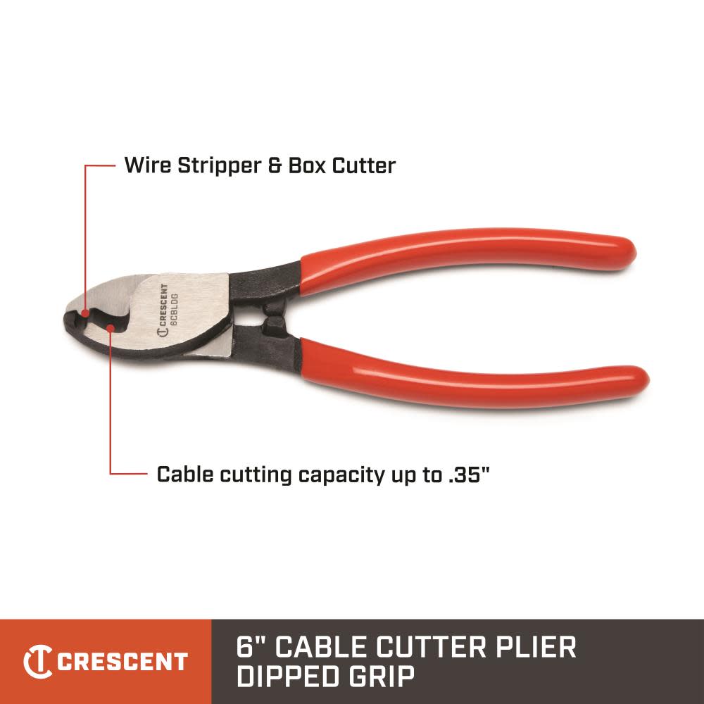 Crescent 6″ Cable Cutter Dipped Handle Pliers - Flockneti