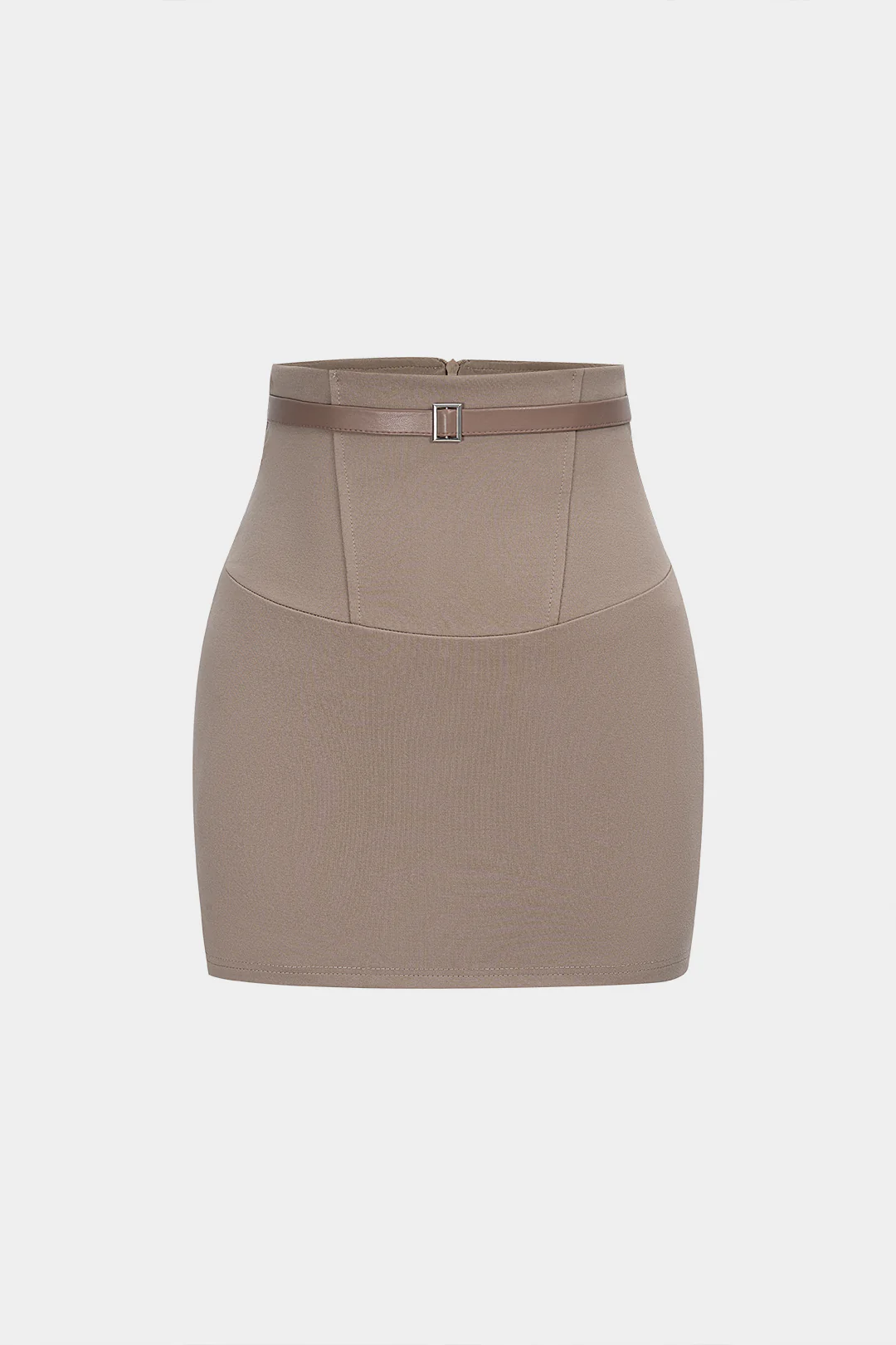 Solid Belted High Waist Mini Skirt - Flockneti
