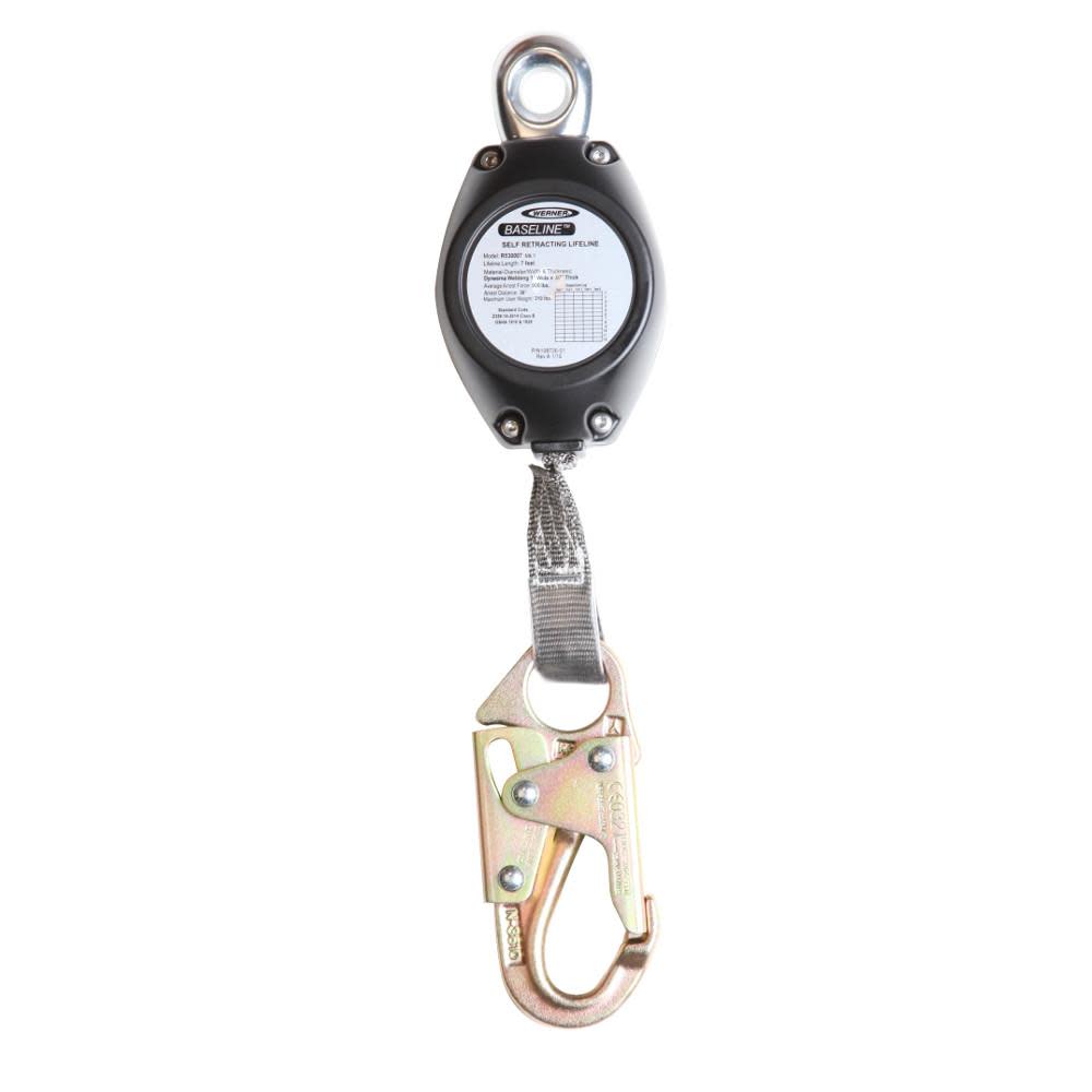 Werner 7 Ft. Baseline Web Self-Retracting Lifeline - Flockneti