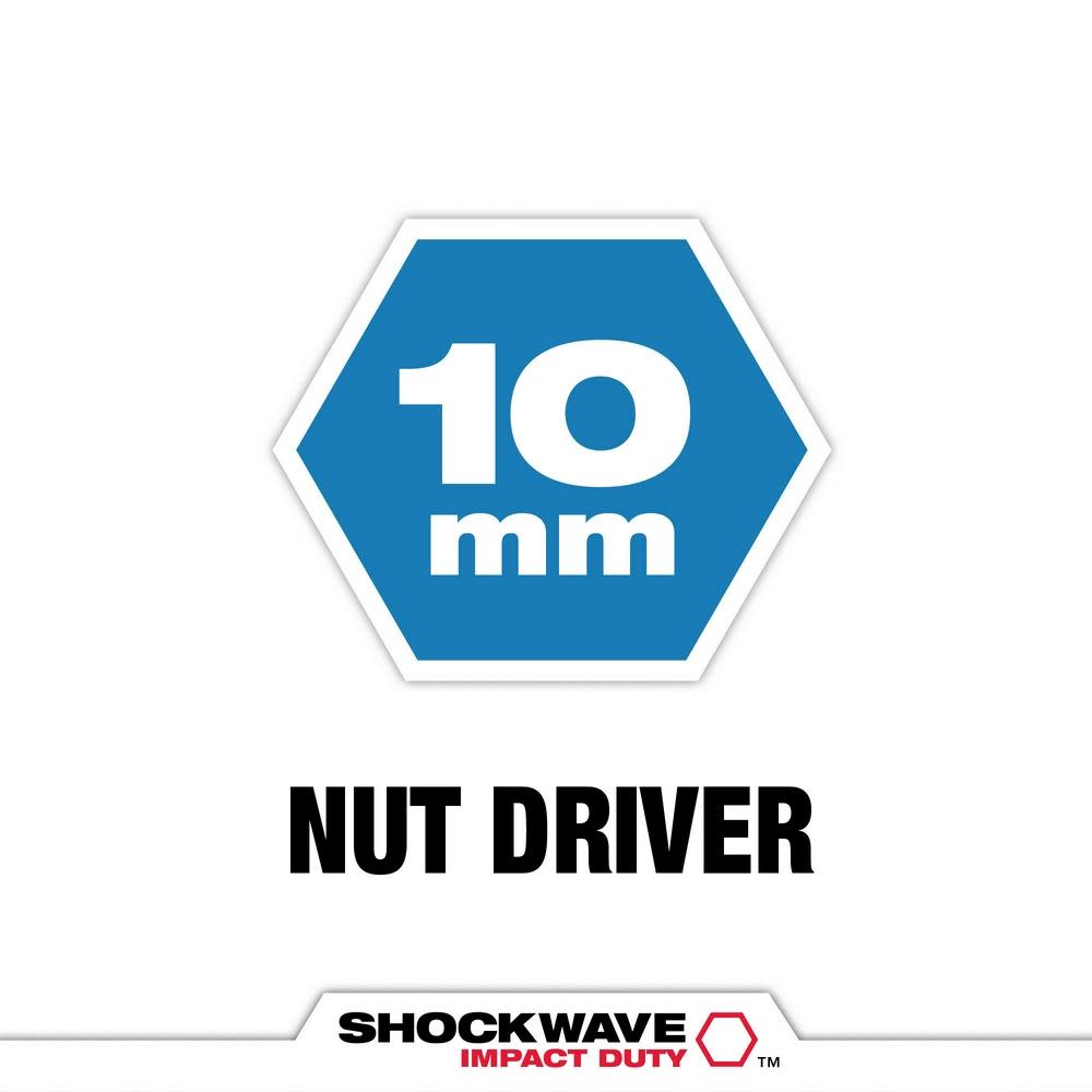 Milwaukee SHOCKWAVE Impact Duty 10MM x 2 9/16″ Magnetic Nut Driver 10pk - Flockneti