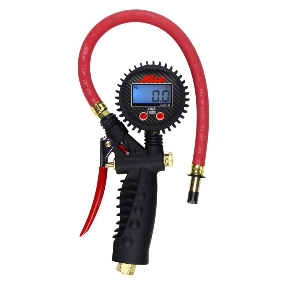 Milton S-574D Pro Digital Pistol Grip Inflator Gauge – Straight Chuck and 15″ Hose – 255 PSI - Flockneti