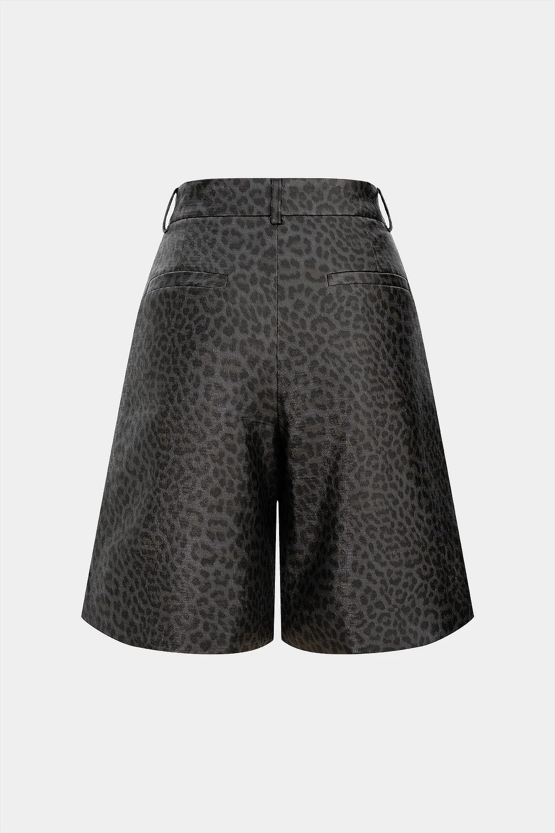 Leopard Print Faux Leather Button Shorts - Flockneti