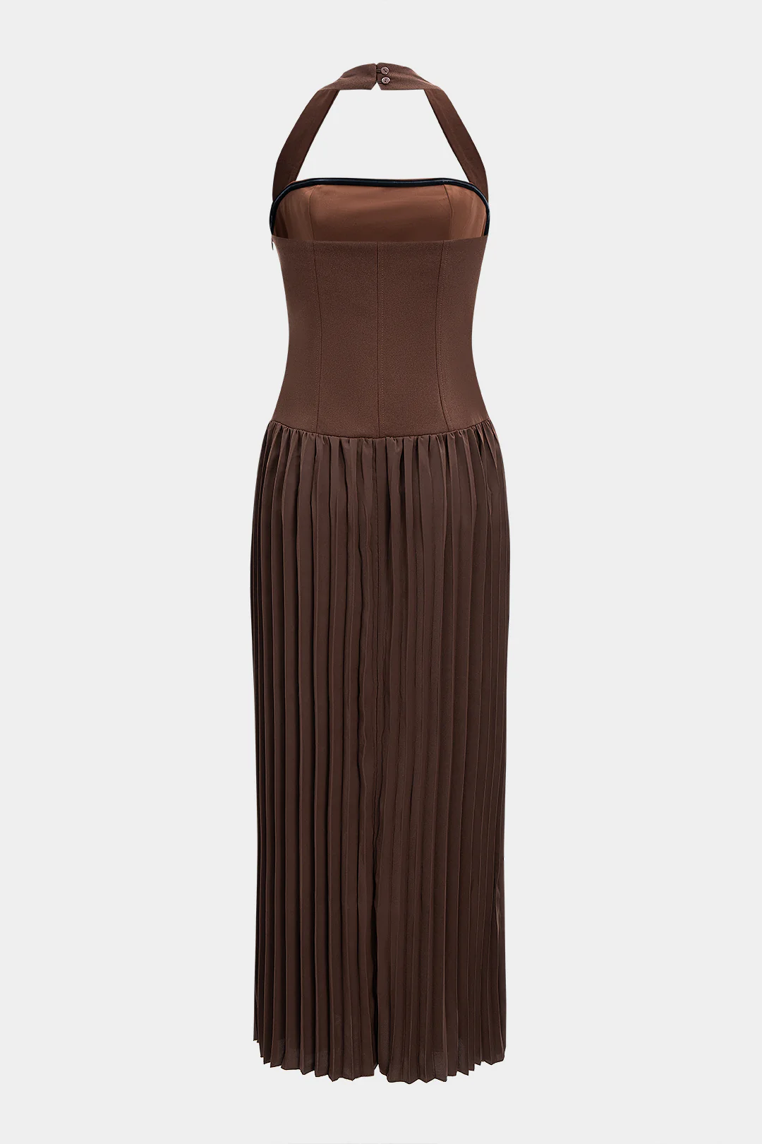 Halter Neck Pleated Sleeveless Maxi Dress - Flockneti
